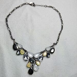 Vintage Fashion Black, Yellow, and White Multi- Teardrop Necklace